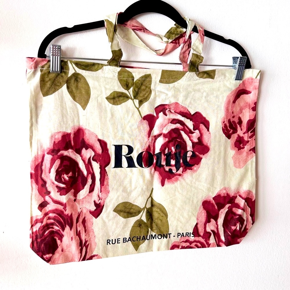 ROUJE Paris Floral Cotton Canvas Tote Limited Edition Shoulder Bag Spring 2025